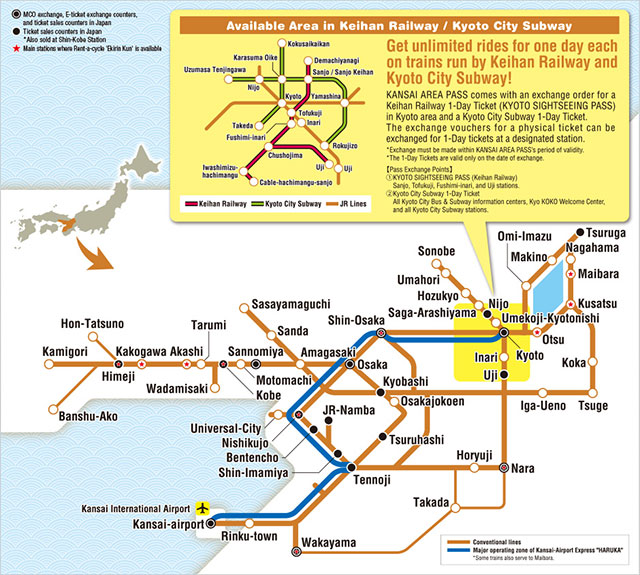 Kansai Area Pass available area