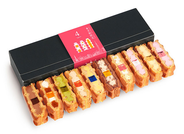 box of 10 waffles with an assortment of flavors