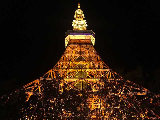 迫力ある東京タワーの夜景