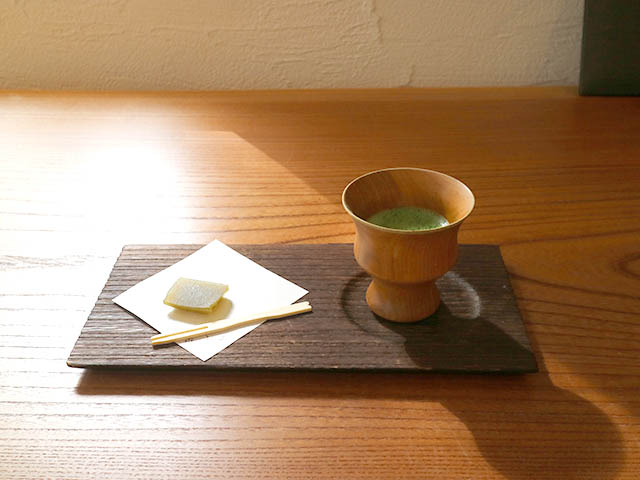 Green tea set with sweets