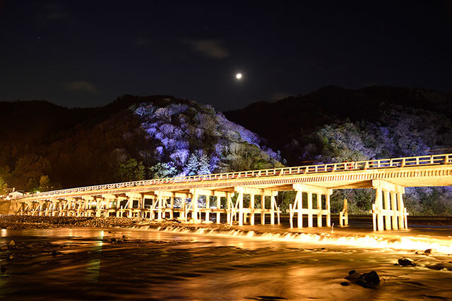 Illuminated Togetsukyo Bridge (C)Kyoto Hanatouro Promotion Council