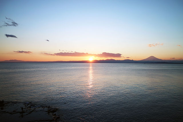 夕陽與富士山的夕陽絕景