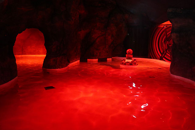 The Second Impact Bath is designed to reflect the image of an ocean saturated with blood
