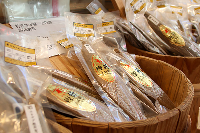 Dried bonito as a whole on sale from different producers
