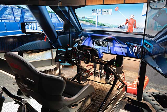 Simulator systems at Red E-Motor offer visitors the chance to experience the feeling of real-life car racing.