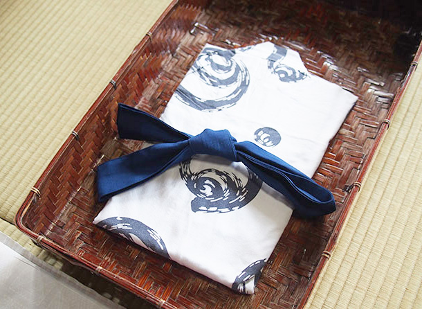 Rental yukata had a symbol of Dogo Onsen printed