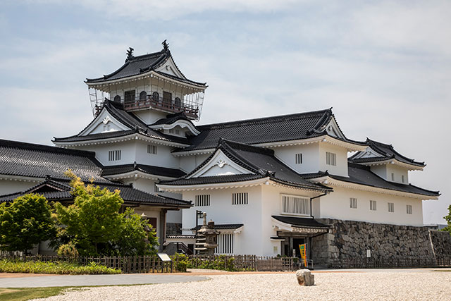 Toyama Castle as seen from the Entrance to Toyama Castle Park
