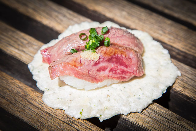 Seared Hida-Gyu Sushi is an unusual but delicious way to sample Japanese wagyu beef!