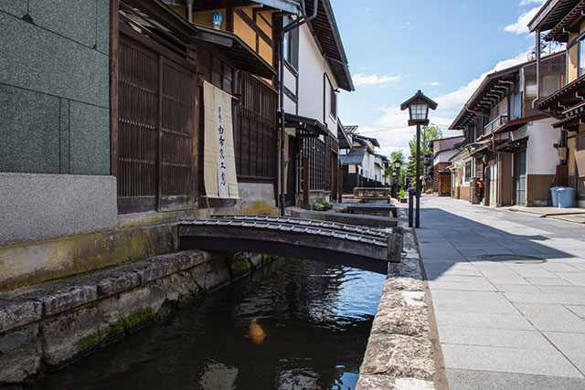 The streets in Hida-Furukawa are lined with narrow canals with carp swimming freely