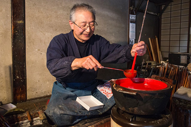 Traditional candle maker in the town of Hida-Furukawa