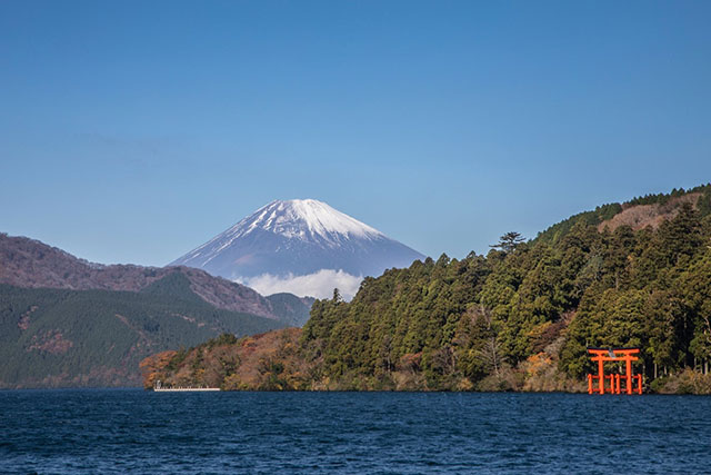 The classic Hakone scene taken from the south-eastern side of Lake Ashi