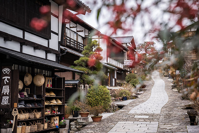 The main strip in the town of Magome, deserted during the winter months allows for a great place to peacefully stroll and take in the atmosphere of the Kiso Valley