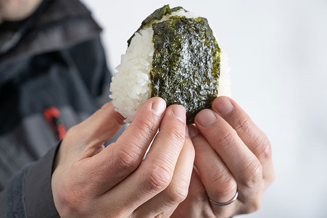 The onigiri riceballs are also made with 100% local rice