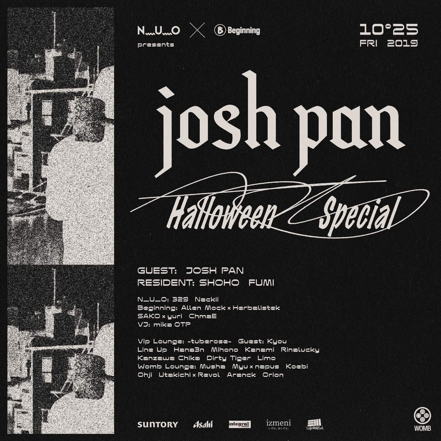 N_U_O × Beginning presents Josh Pan “Halloween Special” held at nightclub WOMB Shibuya
